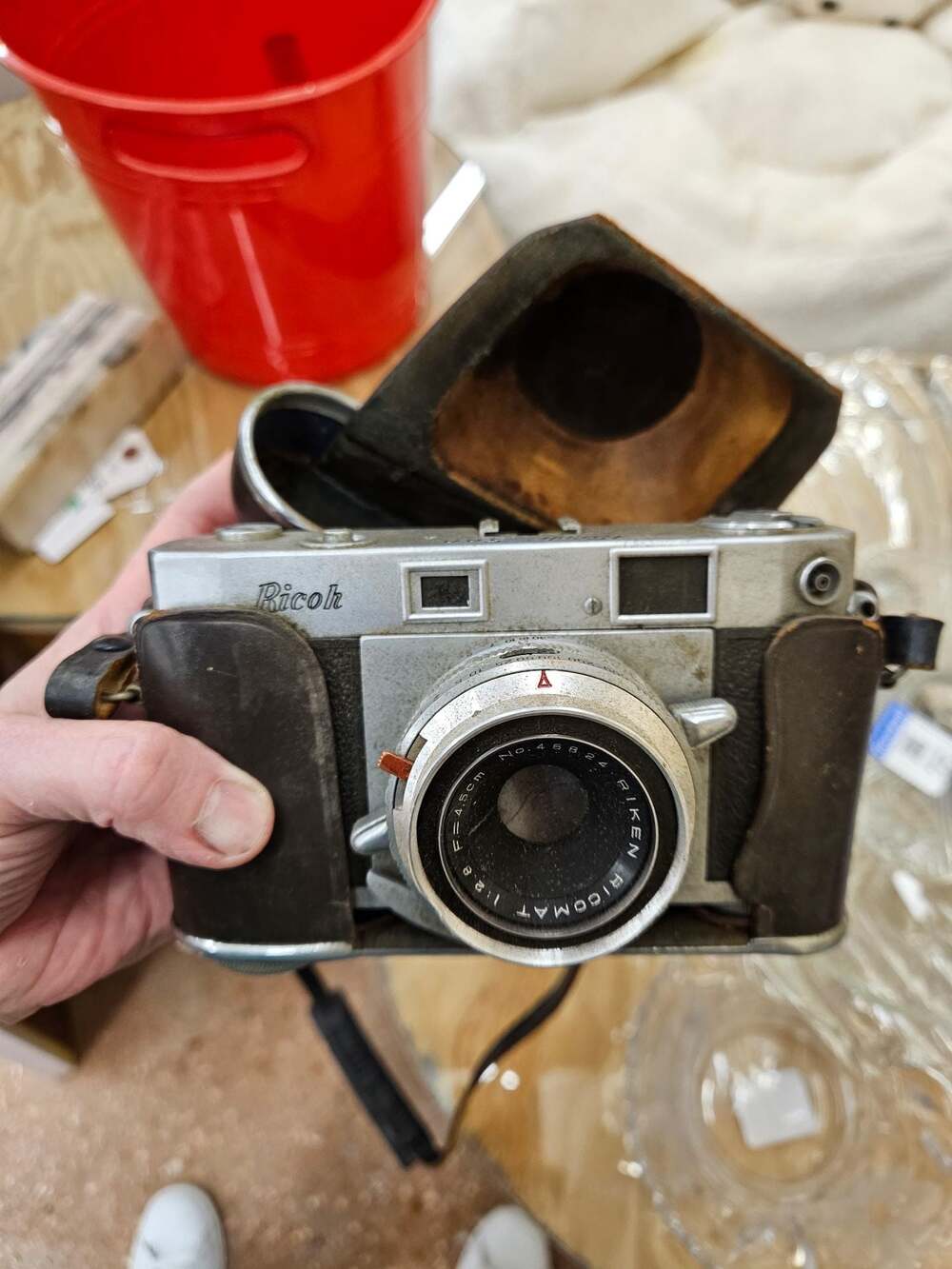 Vintage Ricoh 35 Rangefinder Camera with Riken Ricomat 45mm f/2.8 Lens and Leath